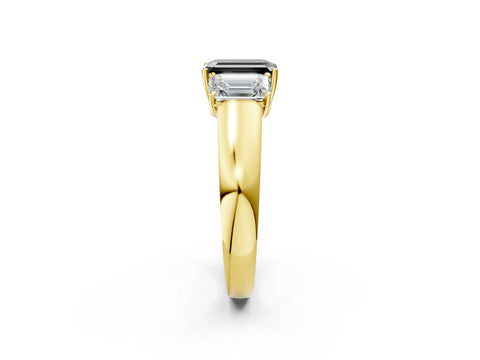 Yellow gold Three-Stone Fancy Black Emerald Cut Cut Diamond Ring with Prong Setting and Classic Band_2