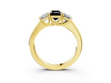 Yellow gold Three-Stone Fancy Black Emerald Cut Cut Diamond Ring with Prong Setting and Classic Band_3