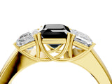 Yellow gold Three-Stone Fancy Black Emerald Cut Cut Diamond Ring with Prong Setting and Classic Band_4