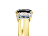 Yellow gold Three-Stone Fancy Black Emerald Cut Cut Diamond Ring with Prong Setting and Classic Band_5