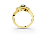 Yellow gold Three-Stone Fancy Black Emerald Cut Cut Diamond Split Shank Prong Set Ring_15