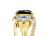 Yellow gold Three-Stone Fancy Black Emerald Cut Cut Diamond Split Shank Prong Set Ring_17
