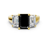 Yellow gold Three-Stone Fancy Black Emerald Cut Cut Solitaire Ring with Classic Prong Setting