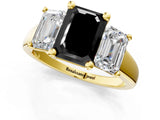 Yellow gold Three-Stone Fancy Black Emerald Cut Cut Solitaire Ring with Classic Prong Setting_1