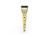 Yellow gold Three-Stone Fancy Black Emerald Cut Diamond Braided Band Ring with Four-Prong Setting_62