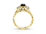 Yellow gold Three-Stone Fancy Black Emerald Cut Diamond Braided Band Ring with Four-Prong Setting_63