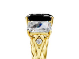 Yellow gold Three-Stone Fancy Black Emerald Cut Diamond Braided Band Ring with Four-Prong Setting_65
