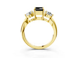 Yellow gold Three-Stone Fancy Black Emerald Cut Diamond Channel Set Engagement Ring with Prong Setting_15