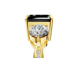Yellow gold Three-Stone Fancy Black Emerald Cut Diamond Channel Set Engagement Ring with Prong Setting_17