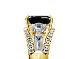 Yellow gold Three-Stone Fancy Black Emerald Cut Diamond Engagement Ring with Pave Band and Prong Setting_17