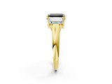 Yellow gold Three-Stone Fancy Black Emerald Cut Diamond Engagement Ring with Prong Setting_5