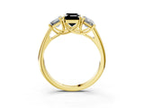Yellow gold Three-Stone Fancy Black Emerald Cut Diamond Engagement Ring with Prong Setting_6