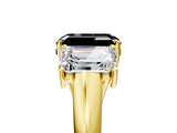 Yellow gold Three-Stone Fancy Black Emerald Cut Diamond Engagement Ring with Prong Setting_8