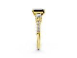 Yellow gold Three-Stone Fancy Black Emerald Cut Diamond Pavé Band with Four-Prong Setting_2
