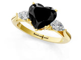 Yellow gold Three-Stone Fancy Black Heart Cut Brilliant Diamond Solitaire Ring with Tapered Band and Four-Prong Setting_7