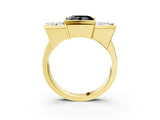 Yellow gold Three Stone Fancy Black Heart Cut Cut Channel Set Diamond Ring_3