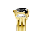 Yellow gold Three-Stone Fancy Black Heart Cut Cut Classic Band Prong Setting Ring_5