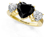 Yellow gold Three-Stone Fancy Black Heart Cut Cut Diamond Engagement Ring with Flat Band and Four-Prong Setting_13