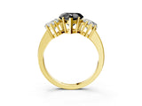 Yellow gold Three-Stone Fancy Black Heart Cut Cut Diamond Engagement Ring with Flat Band and Four-Prong Setting_15