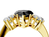 Yellow gold Three-Stone Fancy Black Heart Cut Cut Diamond Engagement Ring with Flat Band and Four-Prong Setting_16