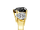 Yellow gold Three-Stone Fancy Black Heart Cut Cut Diamond Engagement Ring with Flat Band and Four-Prong Setting_17