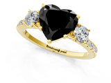 Yellow gold Three-Stone Fancy Black Heart Cut Cut Diamond Pavé Band with Prong Setting_26