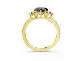 Yellow gold Three-Stone Fancy Black Heart Cut Cut Diamond Pavé Band with Prong Setting_28