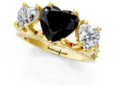 Yellow gold Three-Stone Fancy Black Heart Cut Cut Diamond Ring with Channel-Set Band and Four-Prong Setting_13