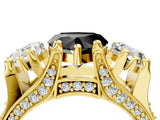 Yellow gold Three-Stone Fancy Black Heart Cut Cut Diamond Ring with Channel-Set Band and Four-Prong Setting_16
