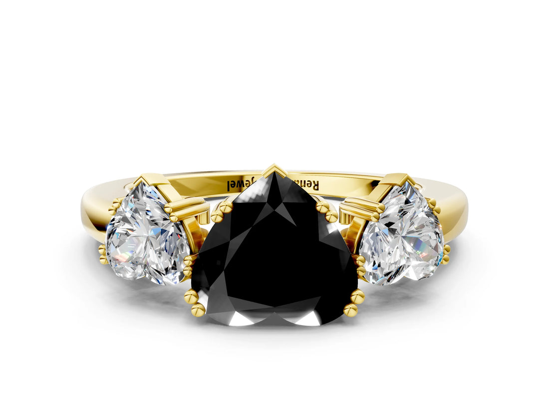 Yellow gold Three-Stone Fancy Black Heart Cut Cut Diamond Ring with Channel Set Band and Four-Prong Setting_24