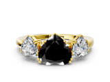 Yellow gold Three-Stone Fancy Black Heart Cut Cut Diamond Ring with Channel Set Band and Four-Prong Setting_24
