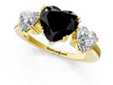 Yellow gold Three-Stone Fancy Black Heart Cut Cut Diamond Ring with Channel Set Band and Four-Prong Setting_25