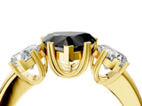 Yellow gold Three-Stone Fancy Black Heart Cut Cut Diamond Ring with Channel Set Band and Four-Prong Setting_28