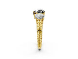Yellow gold Three-Stone Fancy Black Heart Cut Cut Diamond Ring with Channel-Set Band and Prong Setting_2
