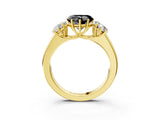 Yellow gold Three-Stone Fancy Black Heart Cut Cut Diamond Ring with Prong Setting and Classic Band_3