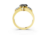 Yellow gold Three-Stone Fancy Black Heart Cut Cut Diamond Ring with Trillion Side Stones on a Split Shank Band_3