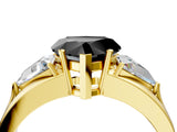 Yellow gold Three-Stone Fancy Black Heart Cut Cut Diamond Ring with Trillion Side Stones on a Split Shank Band_4