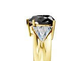 Yellow gold Three-Stone Fancy Black Heart Cut Cut Diamond Ring with Trillion Side Stones on a Split Shank Band_5