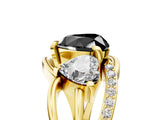 Yellow gold Three-Stone Fancy Black Heart Cut Cut Diamond Split Shank Prong Set Ring_5