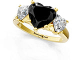 Yellow gold Three-Stone Fancy Black Heart Cut Cut Solitaire Ring with Classic Prong Setting_1