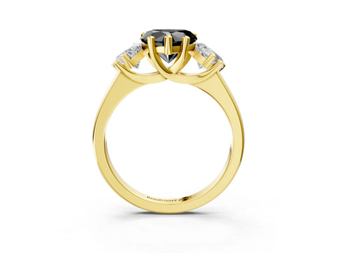 Yellow gold Three-Stone Fancy Black Heart Cut Cut Solitaire Ring with Classic Prong Setting_3