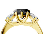 Yellow gold Three-Stone Fancy Black Heart Cut Cut Solitaire Ring with Classic Prong Setting_4