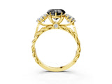 Yellow gold Three-Stone Fancy Black Heart Cut Diamond Braided Band Ring with Four-Prong Setting_15