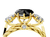 Yellow gold Three-Stone Fancy Black Heart Cut Diamond Braided Band Ring with Four-Prong Setting_16