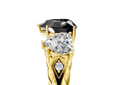 Yellow gold Three-Stone Fancy Black Heart Cut Diamond Braided Band Ring with Four-Prong Setting_17