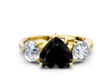 Yellow gold Three-Stone Fancy Black Heart Cut Diamond Channel Set Engagement Ring with Prong Setting_12