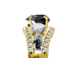 Yellow gold Three-Stone Fancy Black Heart Cut Diamond Engagement Ring with Pave Band and Prong Setting_5