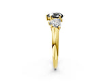 Yellow gold Three-Stone Fancy Black Heart Cut Diamond Engagement Ring with Prong Setting_5