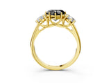 Yellow gold Three-Stone Fancy Black Heart Cut Diamond Engagement Ring with Prong Setting_6