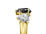 Yellow gold Three-Stone Fancy Black Heart Cut Diamond Engagement Ring with Prong Setting_8